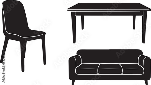 Modern furniture set with chair and sofa table