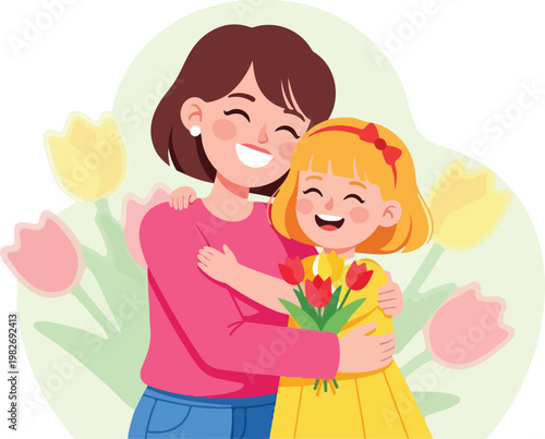 Woman Hugging Little Girl 1.