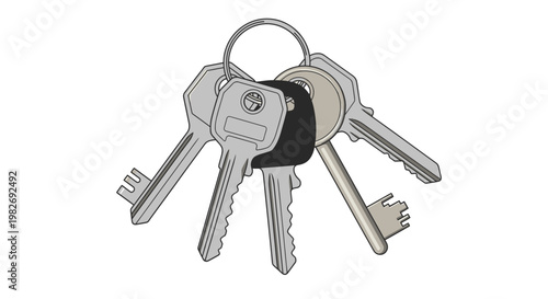 Bunch of Metal Keys on a Ring, Security and Access Concept