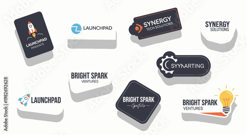 Business Growth Concepts with Modern Logos and Branding Elements