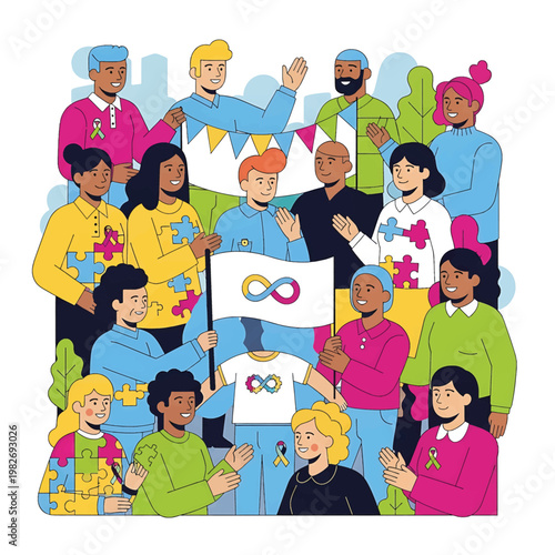 Diverse People Autism Awareness Campaign.