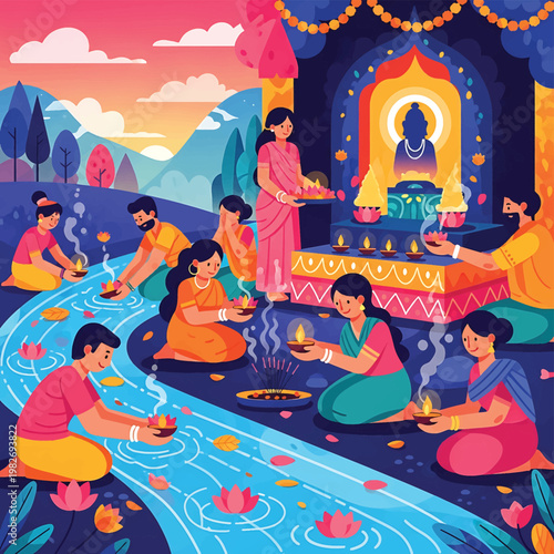 Buddhist Monks and Nuns in Meditation.