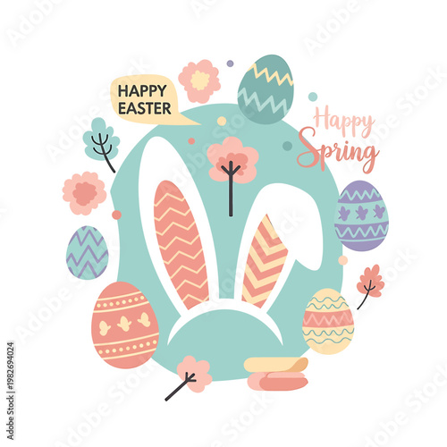 Easter Bunny Ears and Eggs Decoration.