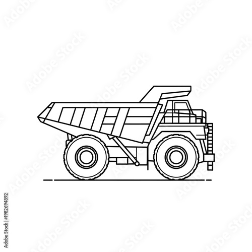 Mining Dump Truck Outline - Heavy Equipment for Construction and Industry