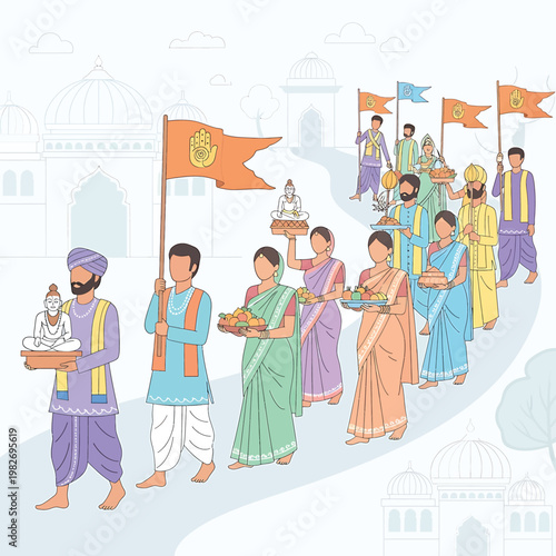 Group of people in traditional Indian attire.