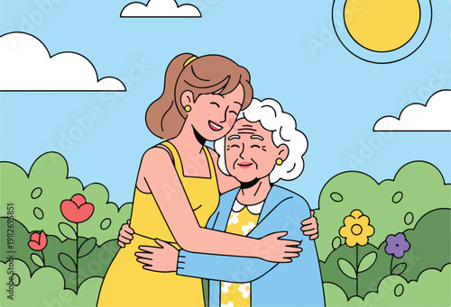 Woman Hugging Senior Lady 1.