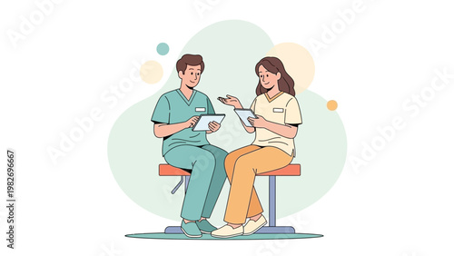 Medical Professionals Discussing Patient Care on Tablets