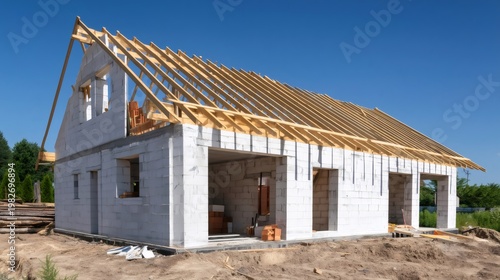 Wallpaper Mural New residential house construction framing a bare roof Torontodigital.ca