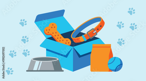 Dog supplies set with crate bone bowl leash ball.