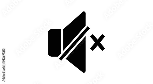 Mute Speaker Icon, No Sound Symbol, Silence Notification, Audio Off, Vector Graphic