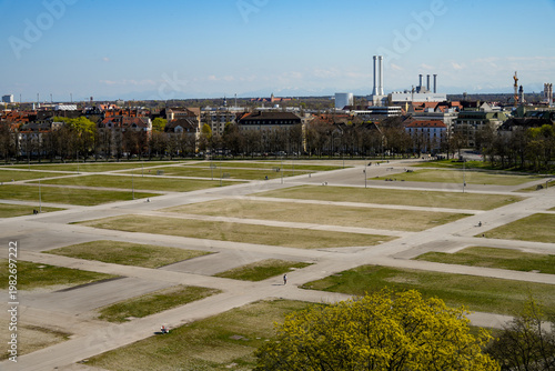 Fotografi Theresienwiese in München, Veranstaltungsort des weltberühmten Oktoberfests