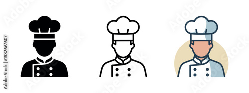 Chef and cooking icons and logos set featuring culinary tools food preparation symbols kitchen utensils restaurant and food service vector illustration