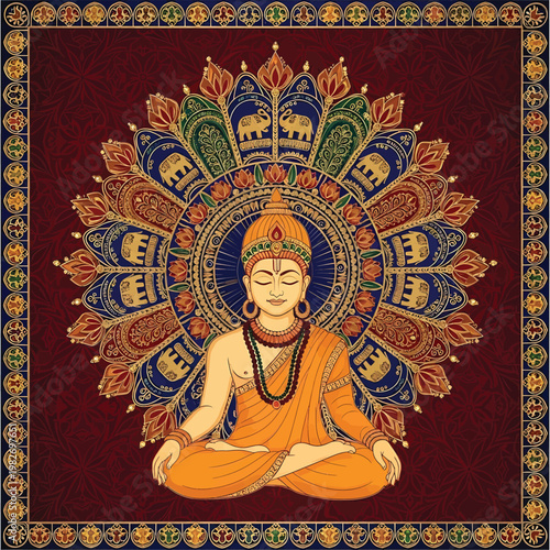 Hindu Monk Meditates Peacefully Alone.