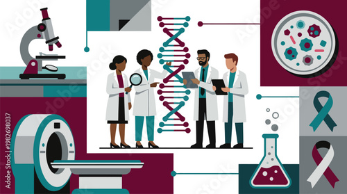 Team Of Scientists Working In A Modern Laboratory.