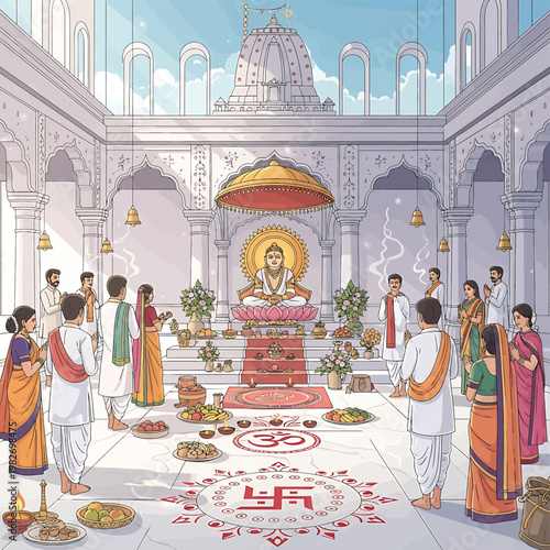 Hindu priest performing sacred ritual ceremony.