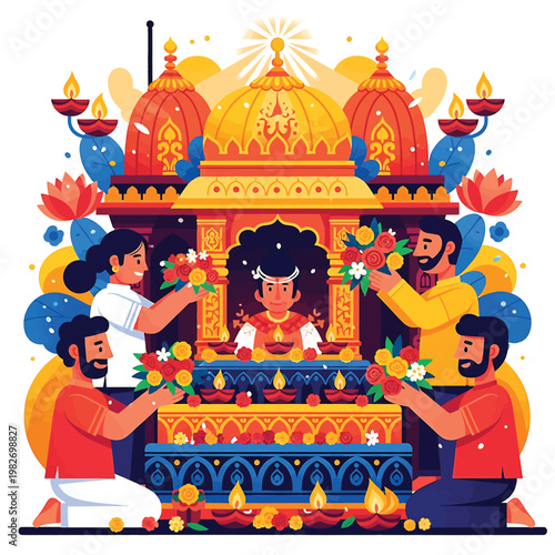 Hindu priest performing sacred ritual ceremony.