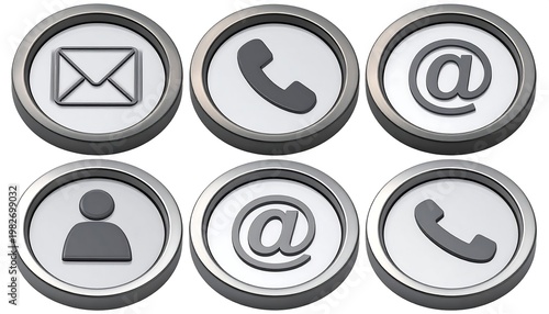 A set of six gray icons on a white background