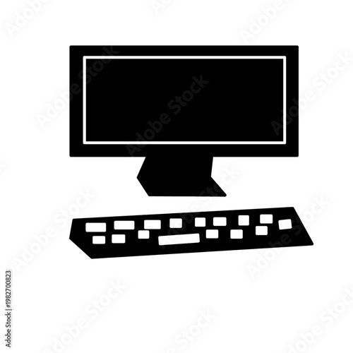 desktop pc black silhouette electronic gadget online office equipment work