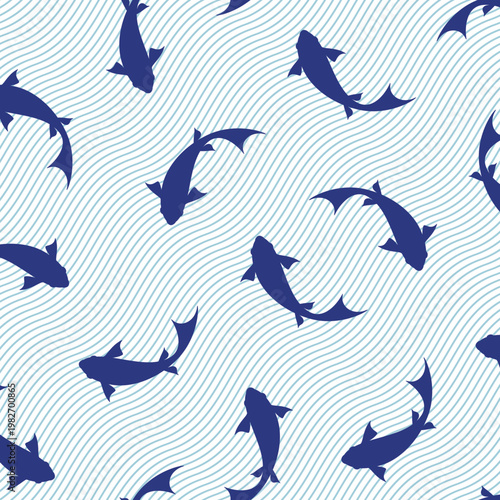 Abstract seamless pattern composed of fish,