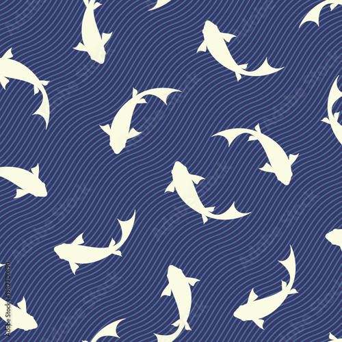 Abstract seamless pattern composed of fish,