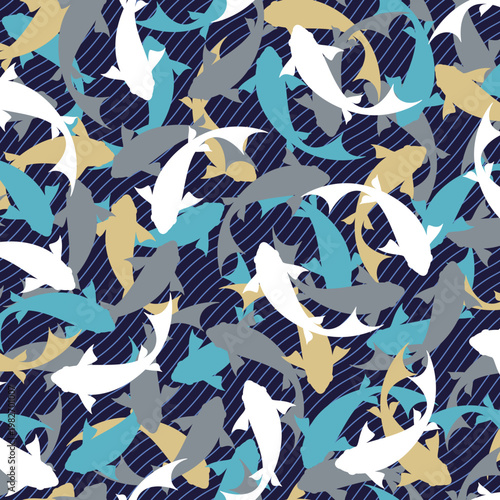 Abstract seamless pattern composed of fish,