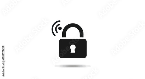 Smart Lock Icon with Wi-Fi Signal Strength Indicator