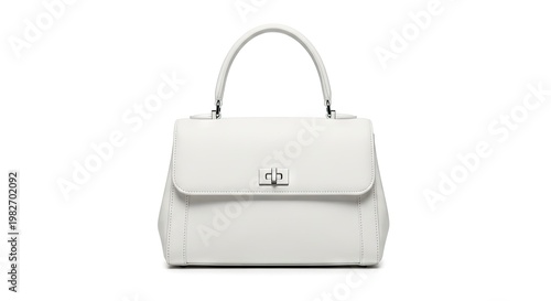 Elegant white handbag isolated on white background for fashion and design