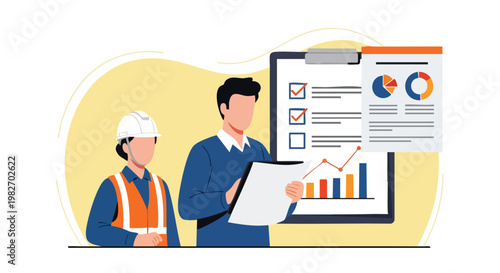 Construction Team Reviewing Project Plan and Data