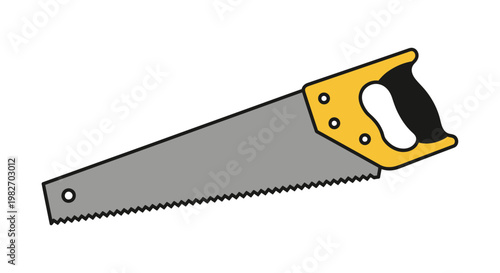 Illustration of a hand saw with a yellow frame and dark handle