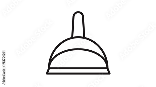 Konstfotografi Minimalist black line vector icon of a dustpan, an essential household cleaning tool for sweeping up dust and debris, scalable flat design illustration isolated on a white background