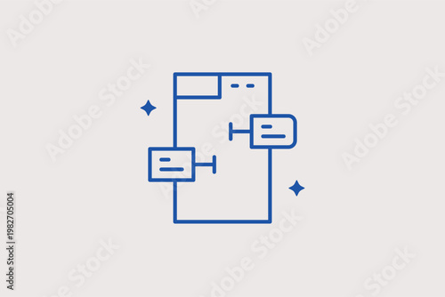 Detailed technical diagram shows interface components or software modules. Precise Vector Illustration is perfect for UI/UX design and complex system mapping.