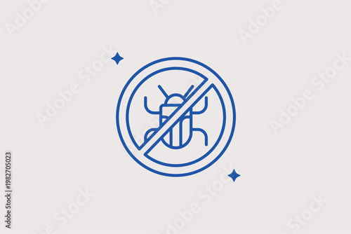 Crossed-out bug symbol highlights debugging and software quality assurance. Efficient Vector Illustration is perfect for antivirus, security, and bug fixing services.