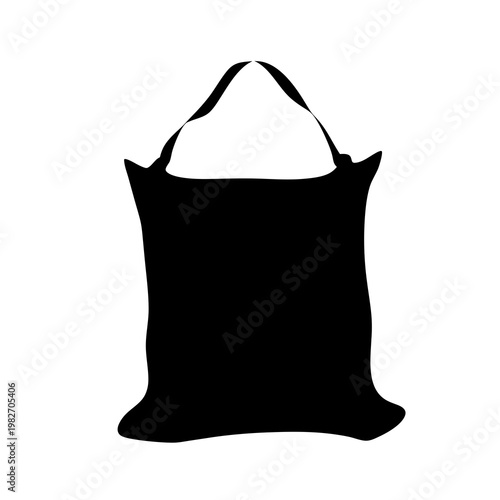 Silhouette of a reusable shopping bag with handles on white background