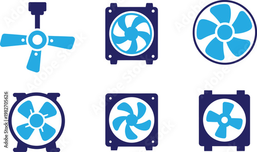 Collection of computer cooling fans in various styles and perspectives representing thermal management solutions for electronics