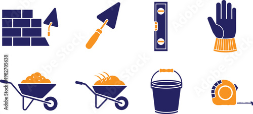 Construction tools and materials a comprehensive set for building and repair projects illustrated in a modern style