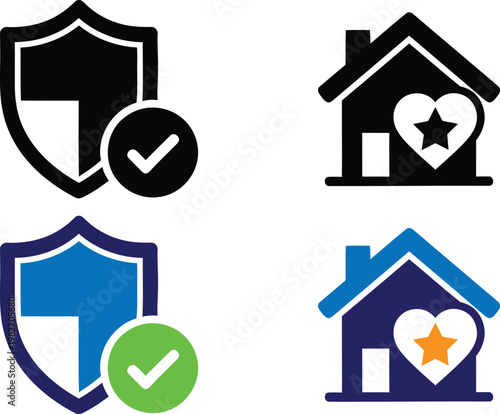 Home security and protection icons a visual representation of safety and real estate concepts