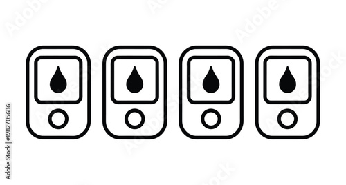 Blood glucose monitors show results.