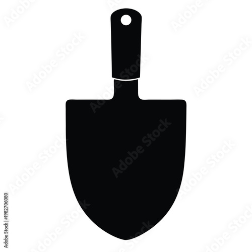 Silhouette of a gardening trowel isolated on white background, simple design