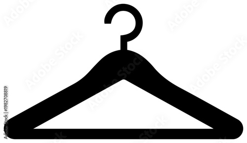 Simple black silhouette of a clothing hanger abstract symbol representing fashion organization retail storage and charitable donations for apparel and accessories clean vector