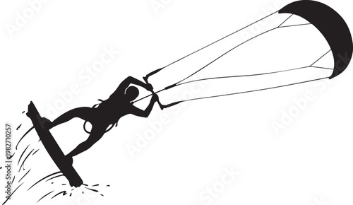 Kitesurfing Athlete Silhouette Jumping Over Water