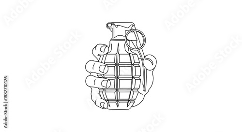 Hand Holding Grenade Outline Icon