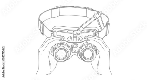 Hands Adjusting Night Vision Goggles, Close-up View, Tactical Gear, Military Equipment
