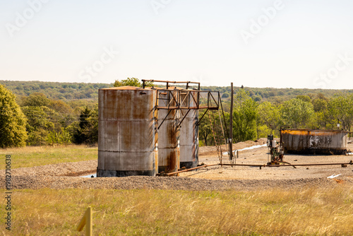 Old storage tanks in oil country