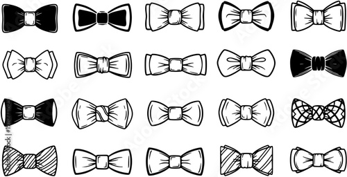 Black and White Line Art Bow Tie Collection