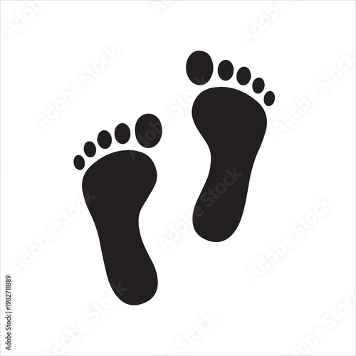 Two footprint  foot print flat icon for apps and websites on white background or silhouette vector 