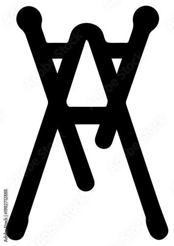 Simple bold solid black icon representing a pair of crutches symbolizing mobility aid physical therapy recovery and support for individuals with injuries or disabilities presented