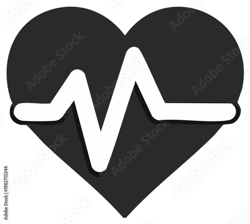 Heart with Heartbeat - Medical Symbol, Cardiology, Fitness Icon