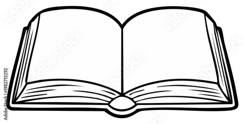 Illustration of an Open Book with Blank Pages for Reading or Writing Content