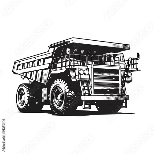 Heavy Duty Mining Dump Truck Illustration - Industrial Vehicle