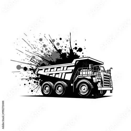 Heavy Duty Mining Dump Truck with Splatter Effect